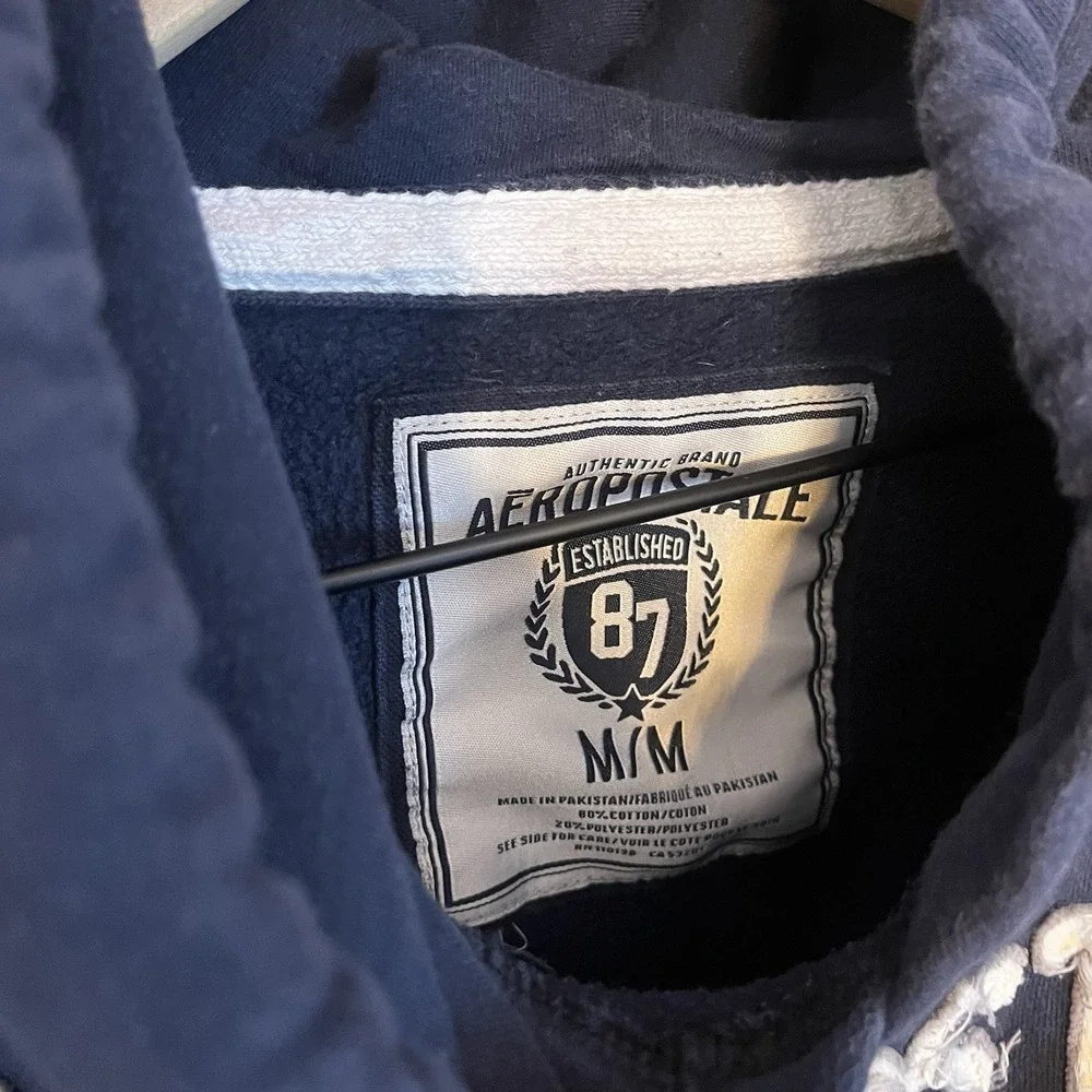 Aeropostale Men's Medium Navy Blue Pullover Hoodie New York City Kangaroo Pocket